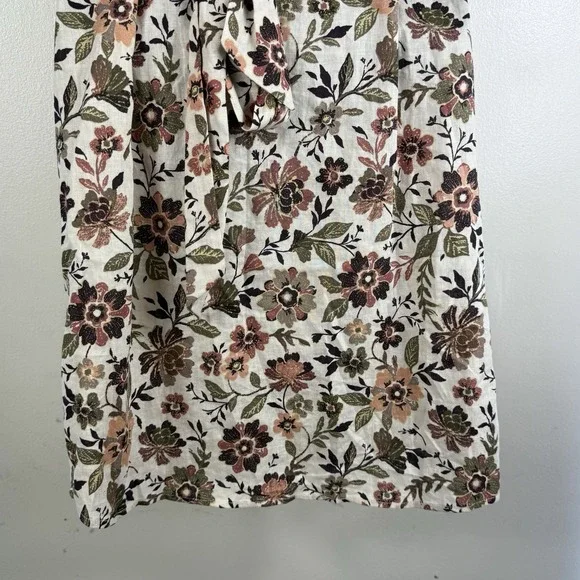 Faherty Willow V-neck Floral Print Linen Wrap Mini Dress size XXS Vacation NEW - Picture 11 of 14